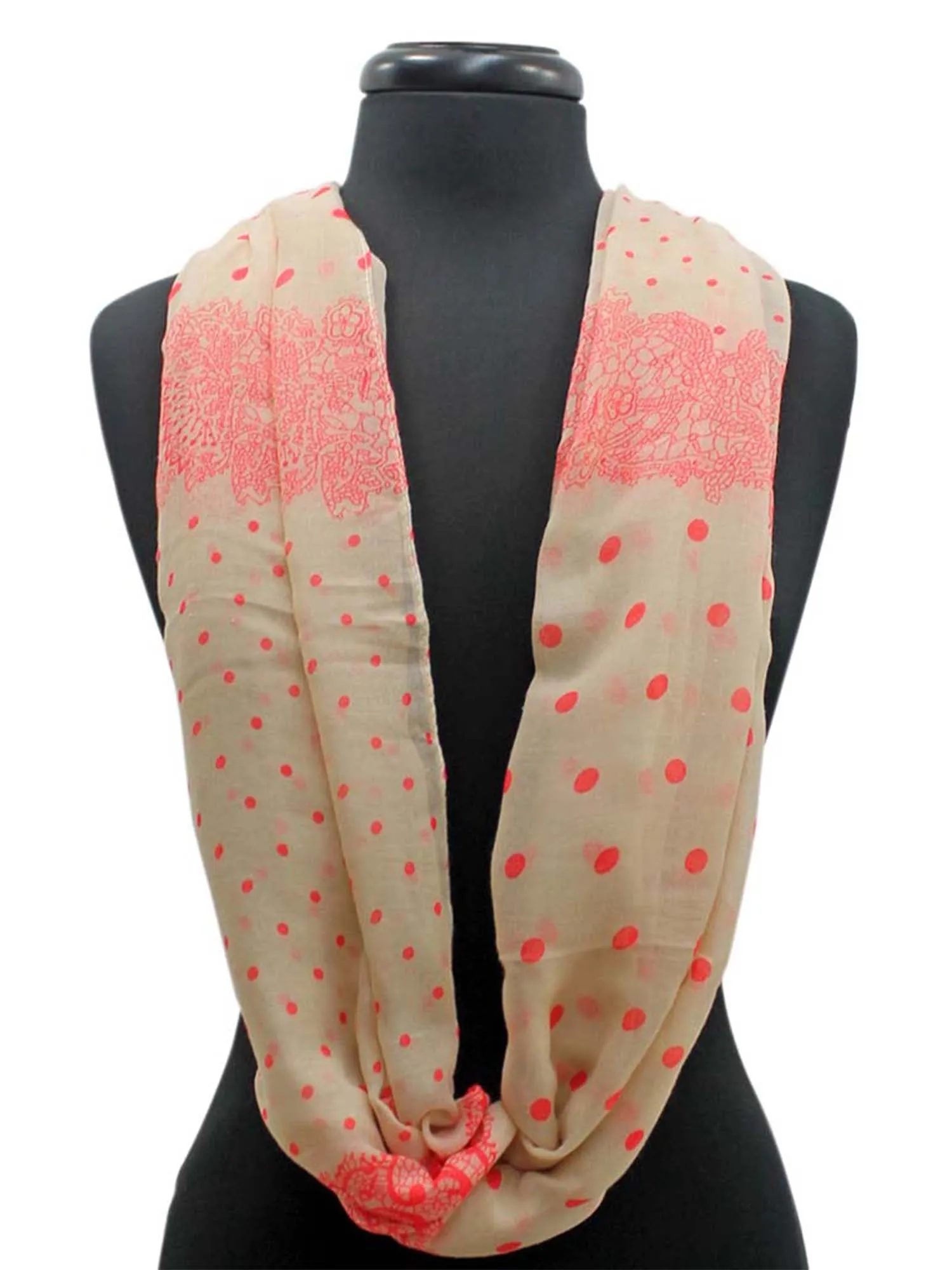 Two-Tone Polka Dot Lightweight Circle Infinity Scarf