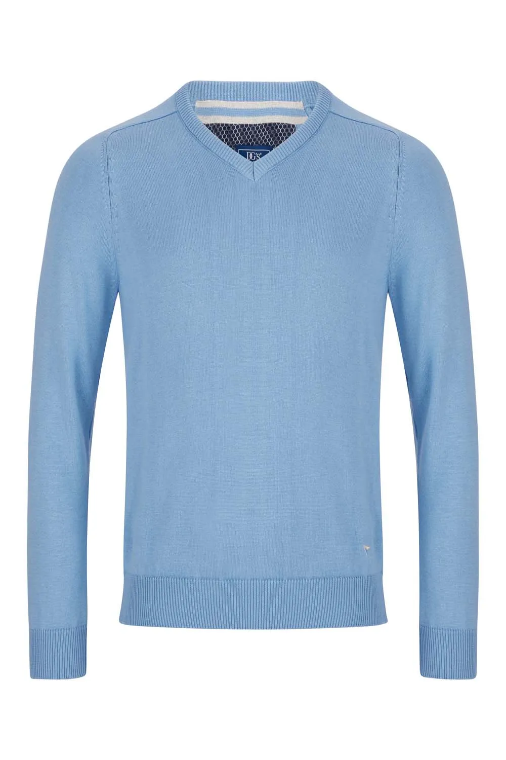 V Neck Cotton Knitwear - Blue