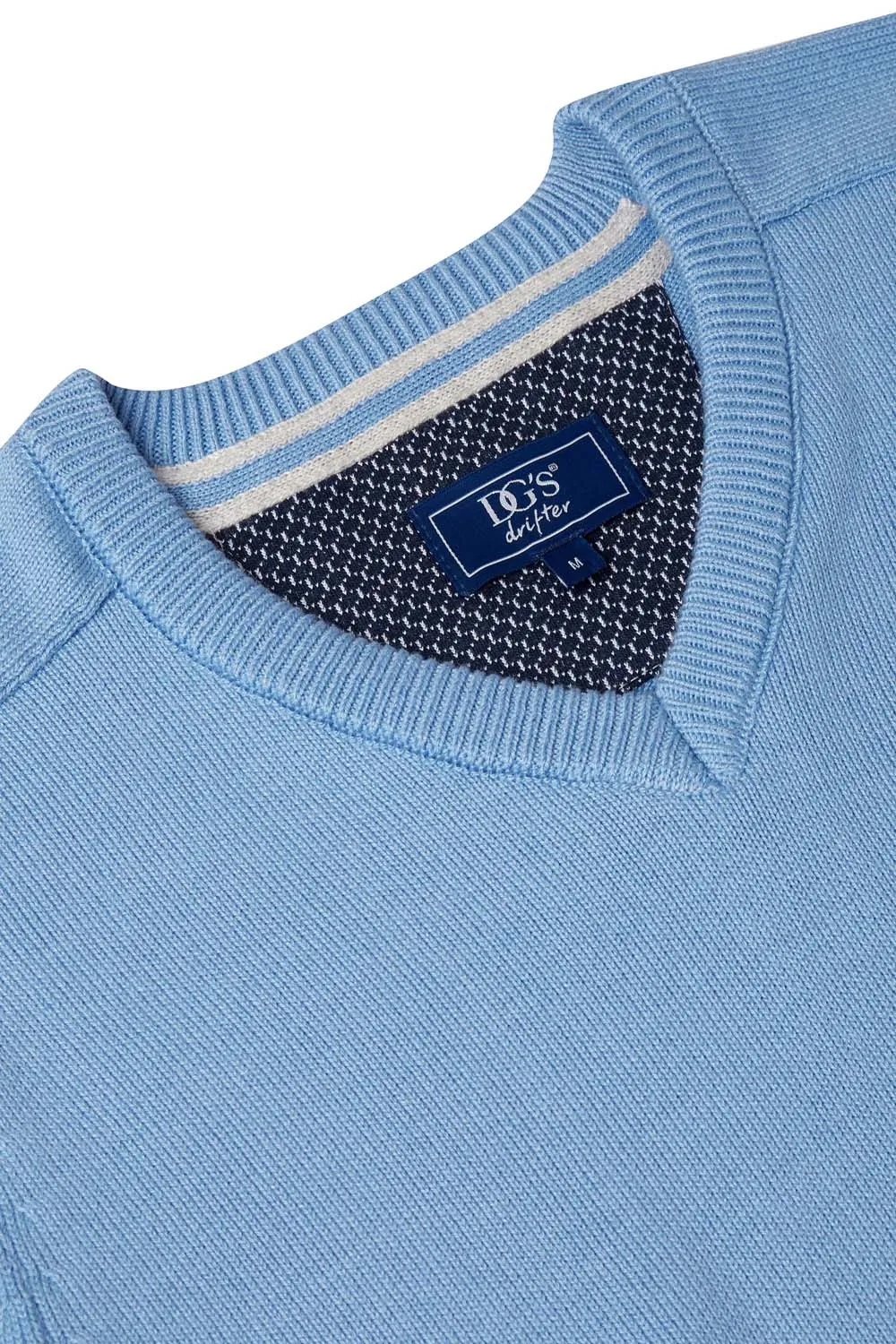 V Neck Cotton Knitwear - Blue