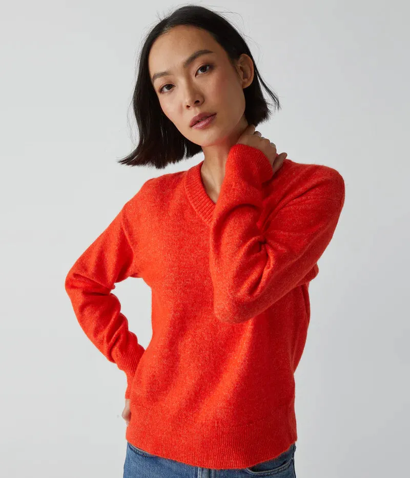 Wes V-Neck Pullover Sweater - Tangerine