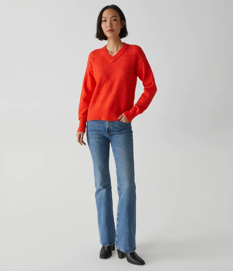 Wes V-Neck Pullover Sweater - Tangerine