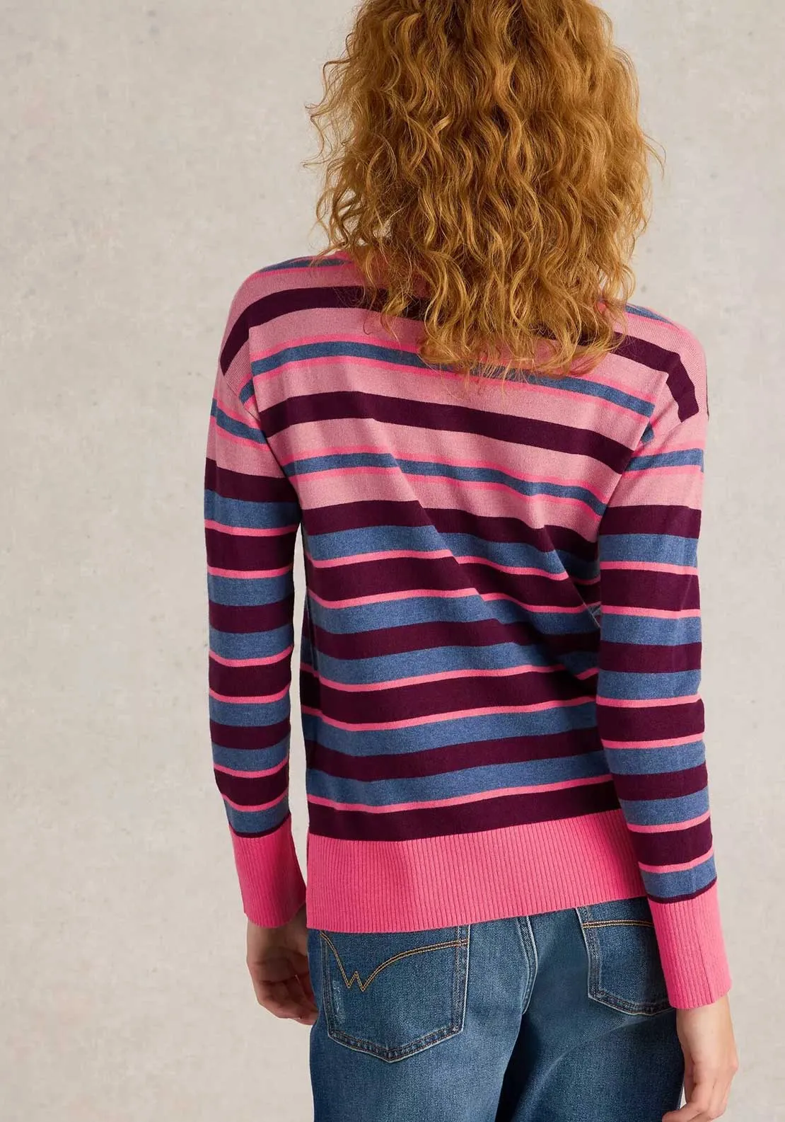 White Stuff City Striped Sweater, Pink