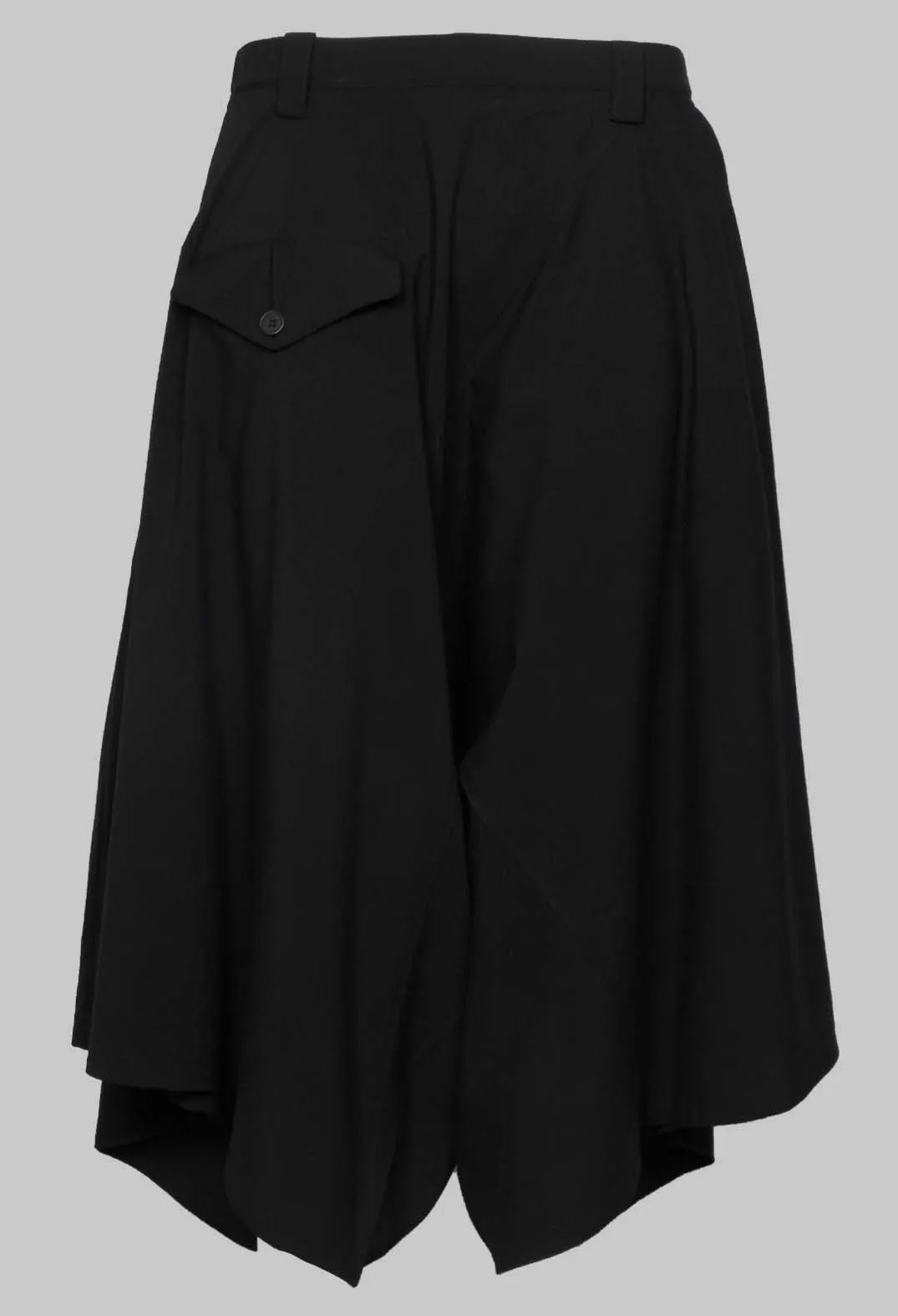 Wide Leg Drop Crotch Trousers in Black