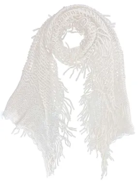 Wispy Knit Winter Scarf With Fringe