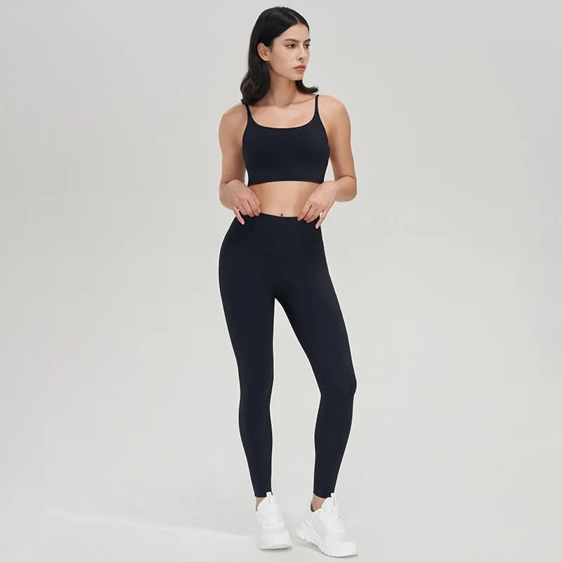 Women's Breathable Elastic Bra Tracksuit 2Pcs Yoga Gym Fitness Sportswear