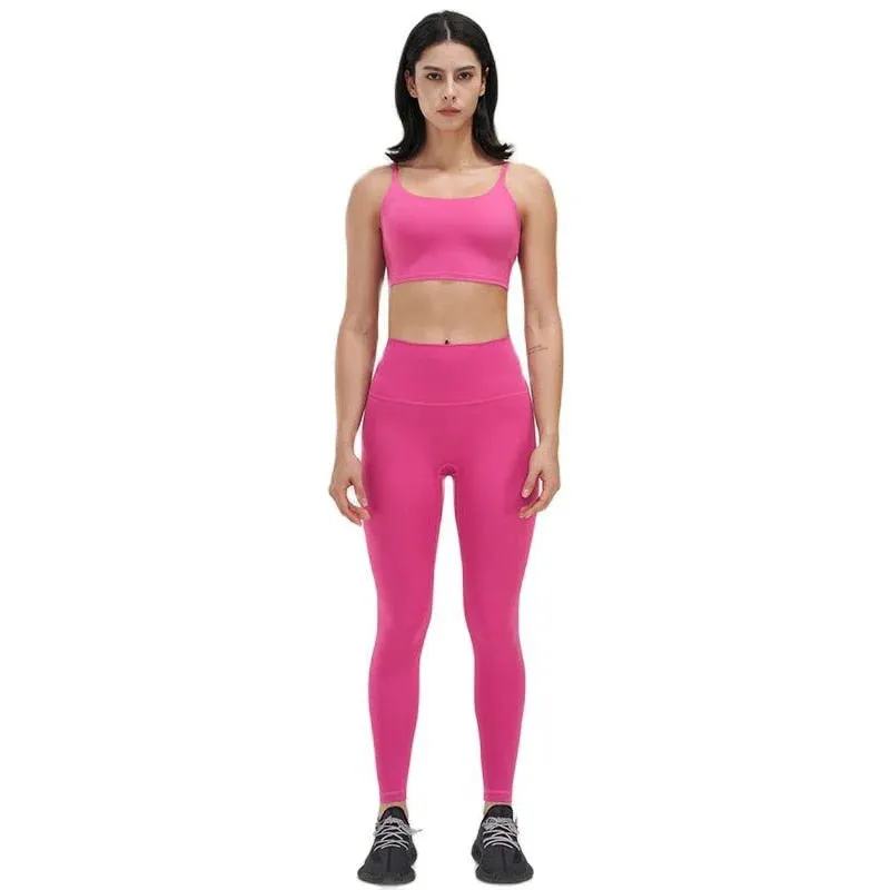 Women's Breathable Elastic Bra Tracksuit 2Pcs Yoga Gym Fitness Sportswear