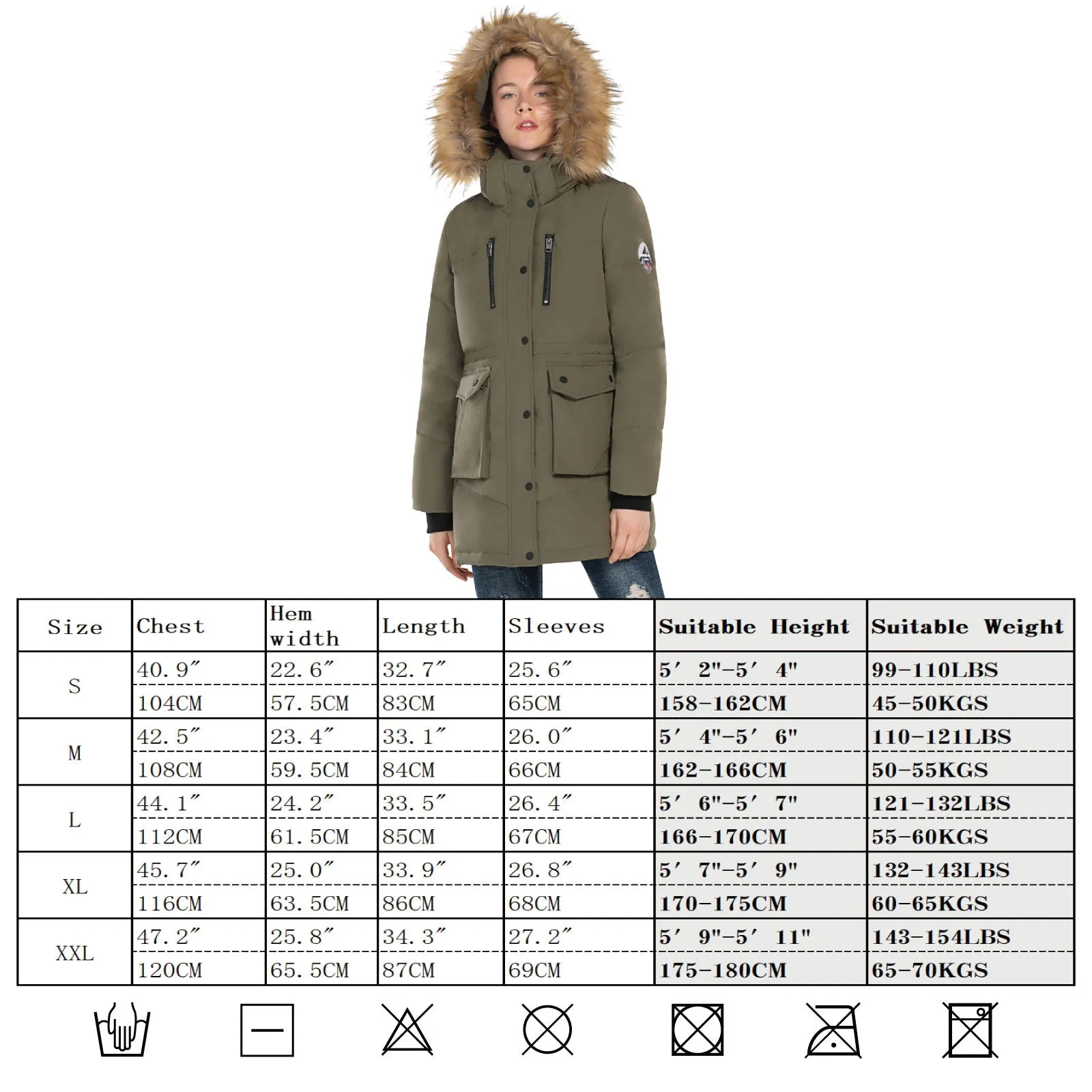 Women's Parka Jacket Goose Down Windbreaker