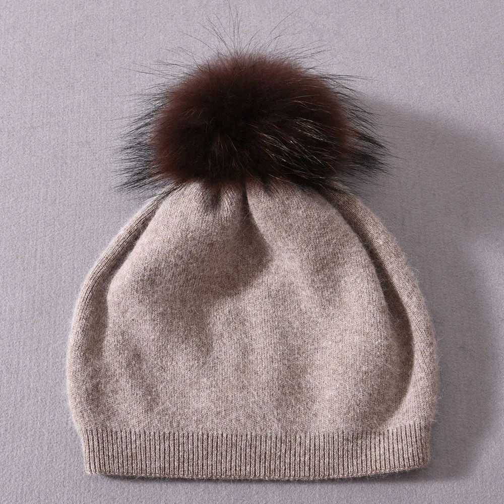 Women's Plain Winter Warm Cashmere Knitted Soft Slouchy Beanies