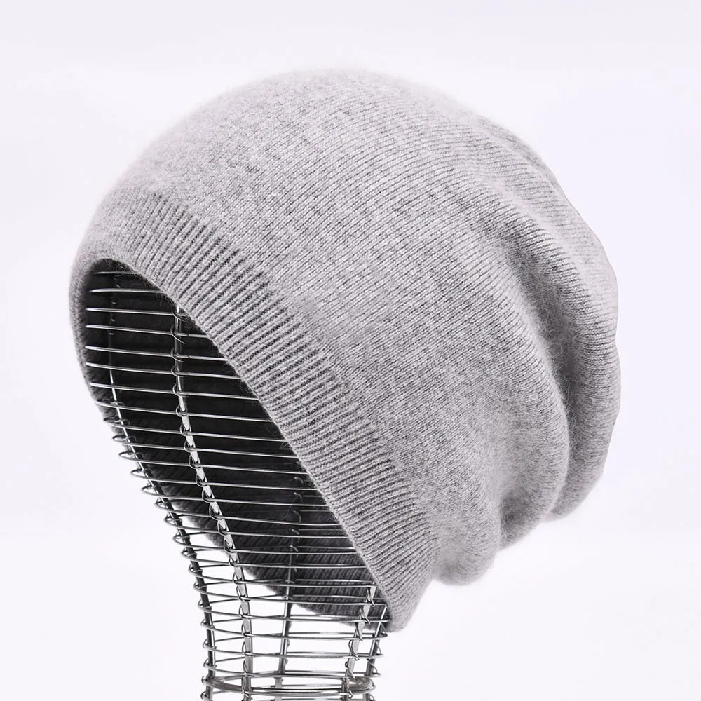 Women's Plain Winter Warm Cashmere Knitted Soft Slouchy Beanies