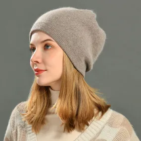 Women's Plain Winter Warm Cashmere Knitted Soft Slouchy Beanies