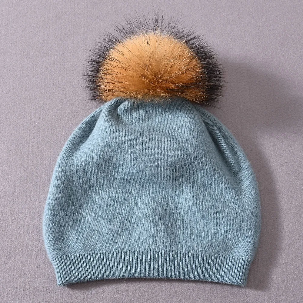 Women's Plain Winter Warm Cashmere Knitted Soft Slouchy Beanies