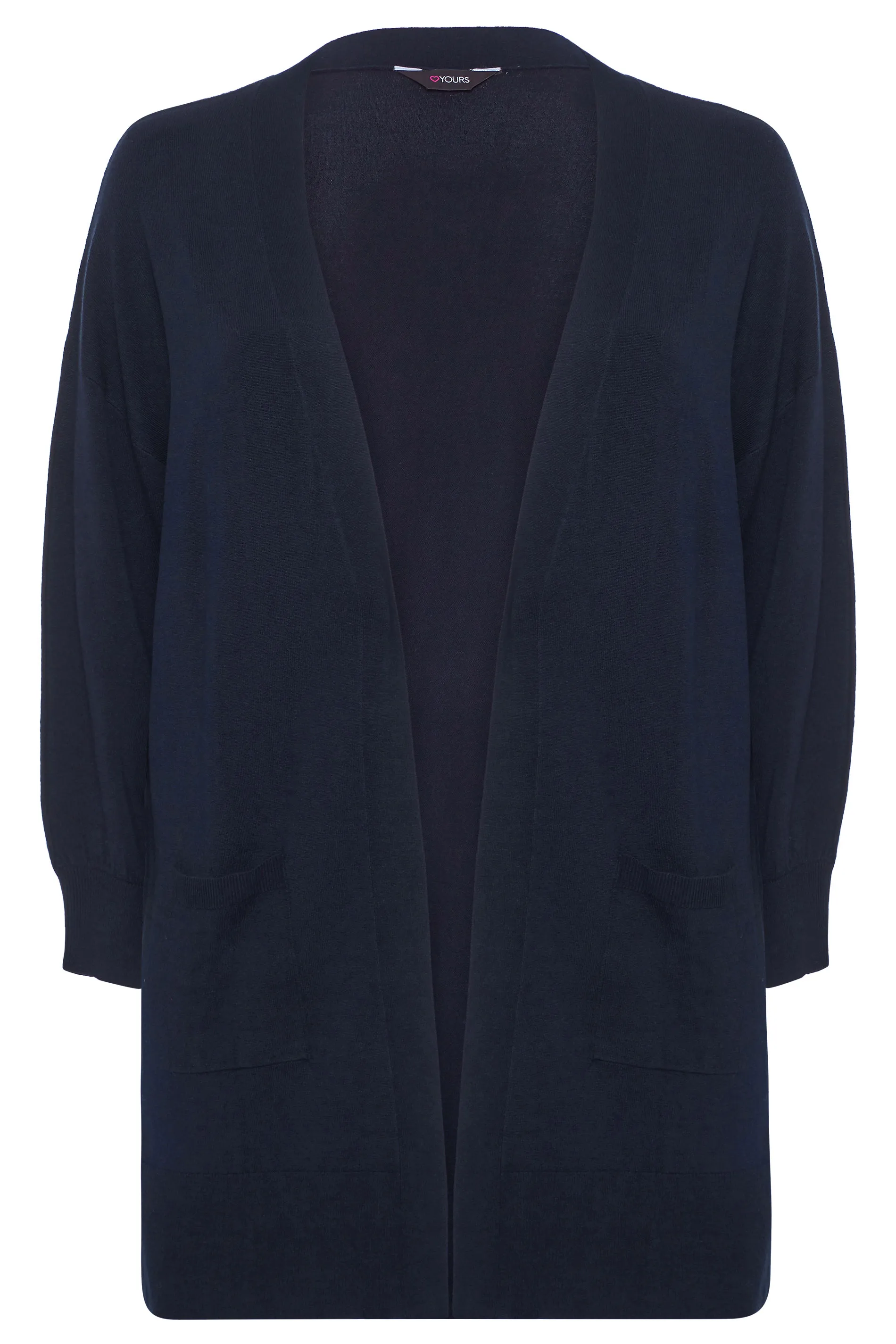 YOURS Curve Navy Blue Balloon Sleeve Fine Knit Cardigan