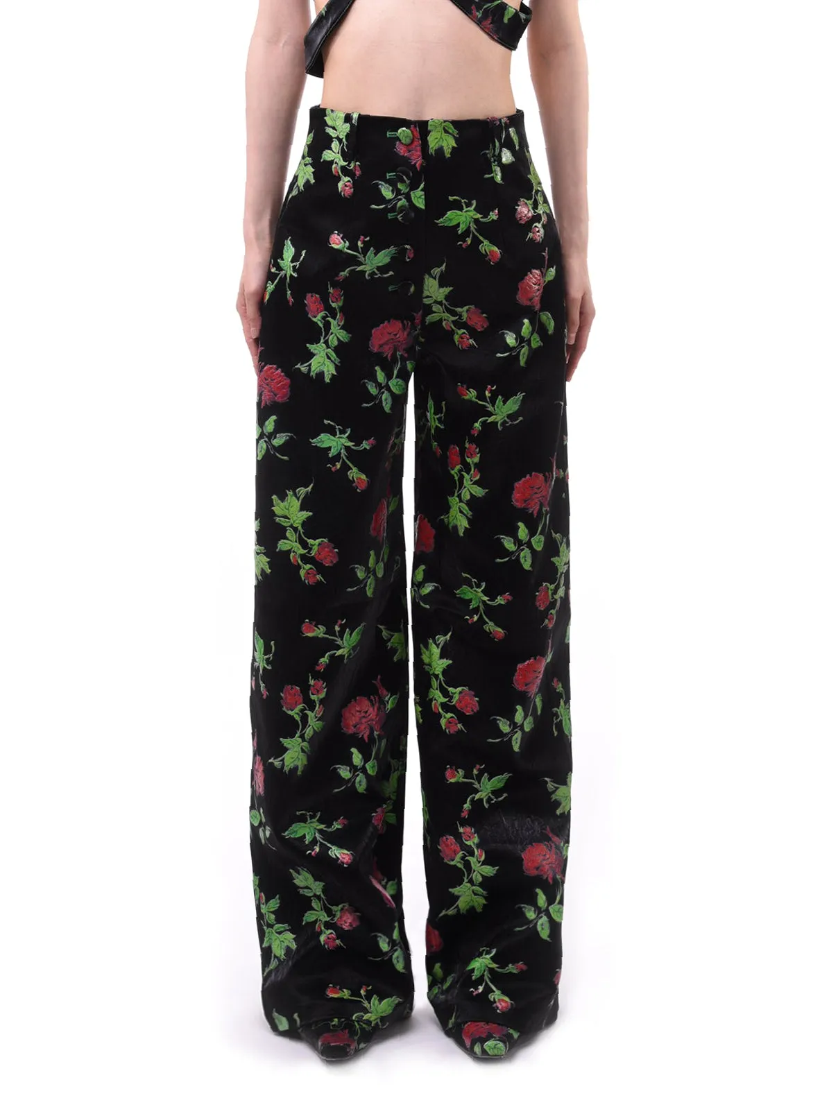 Yuhan Wang Rose Printed Wide Leg Trousers