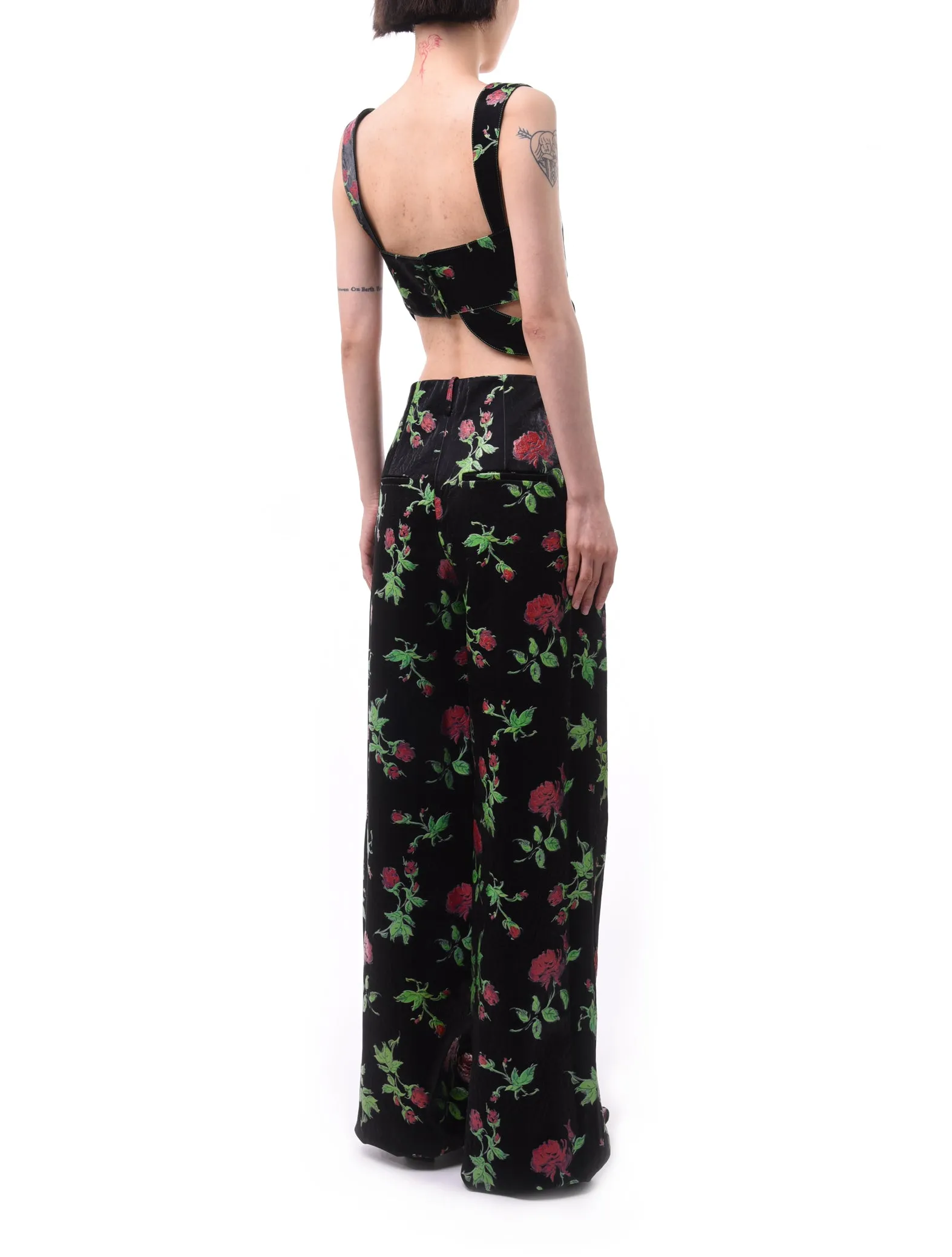 Yuhan Wang Rose Printed Wide Leg Trousers